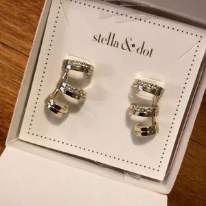 Stella & Dot Pave Trio Earrings - Gold
